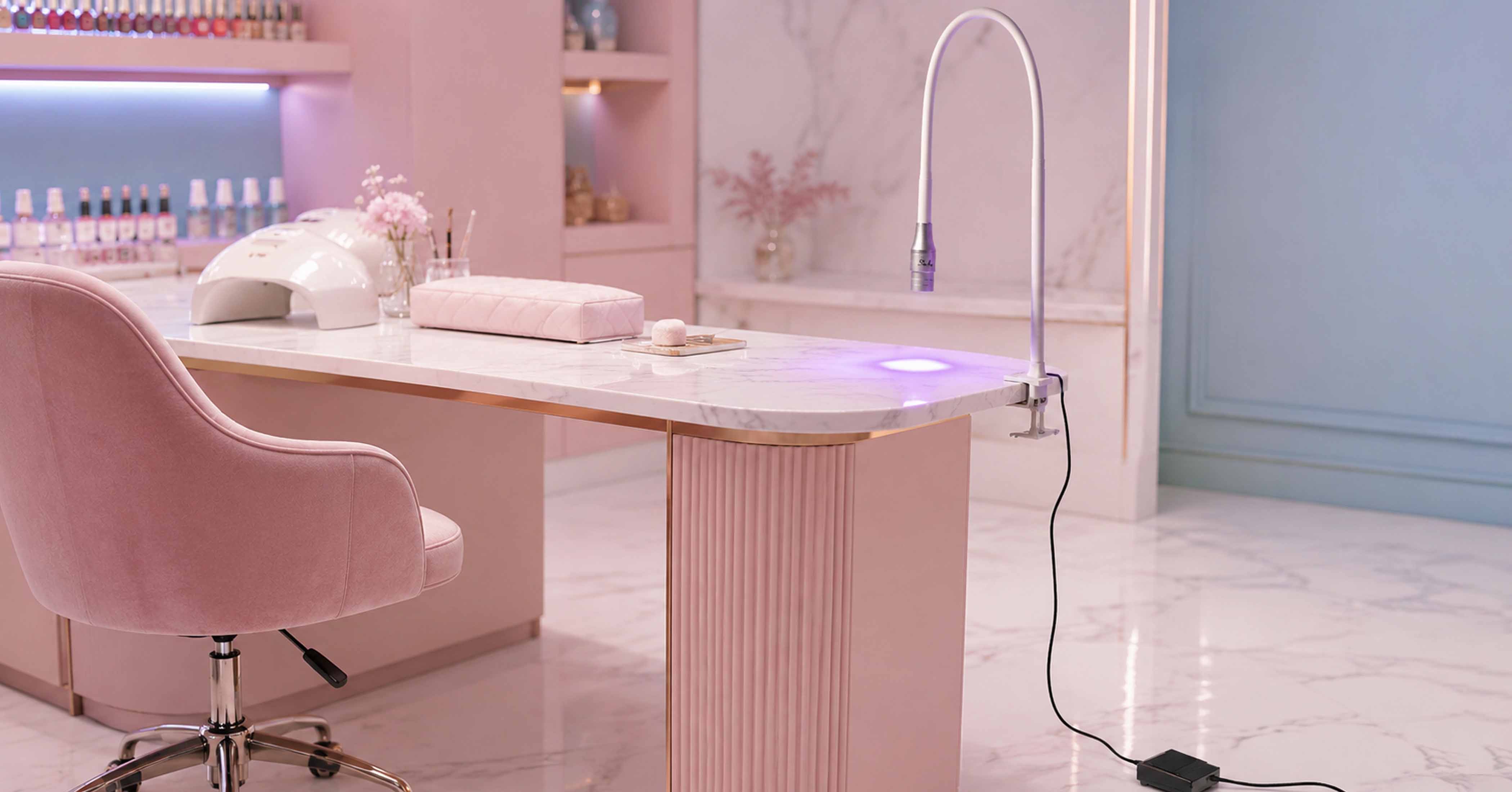 یووی پایه بلند رو میزی شلبی؛ نور دقیق برای طراحی تمیزتر و سریع‌تر ناخن